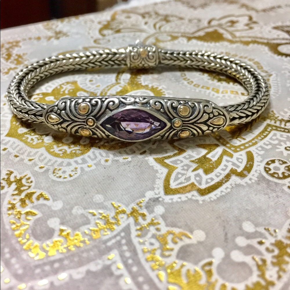 Samuel B. Sterling silver & 14K gold amethyst bracelet